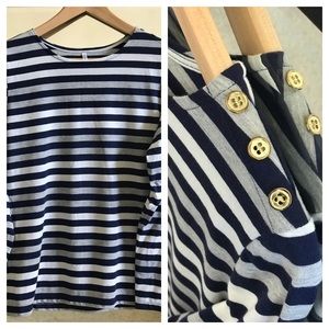 passports Long Sleeve Navy Striped T-Shirt